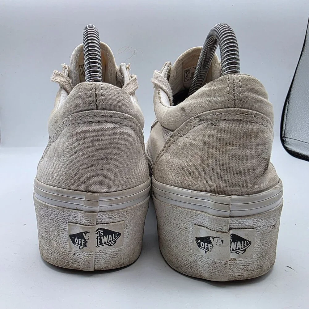 Vans Old Skool Platform Womens Size 8.5 Triple White Athletic Shoes Walking